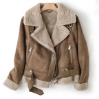 Bikerjack Dames Teddy Gevoerd Schuine Rits Getailleerd