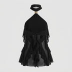 Chiffon Halter Top Dames Ruffle Formeel