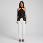 Chiffon Halter Top Dames Ruffle Formeel