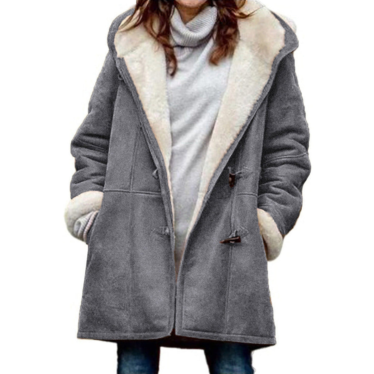 Cozy Dames Duffle Coat met Kap en Warme Voering voor Koude Dagen