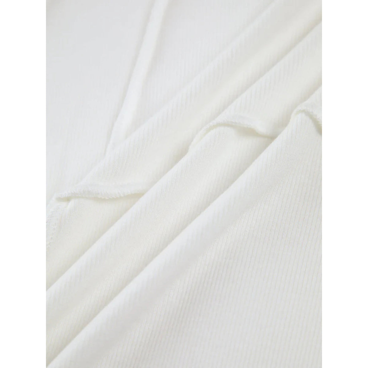 Dames Geribbelde Longsleeve Top met Ronde Hals en Siernaden