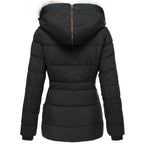 Dames Getailleerde Parka met Faux Fur Capuchon en Ritszakken